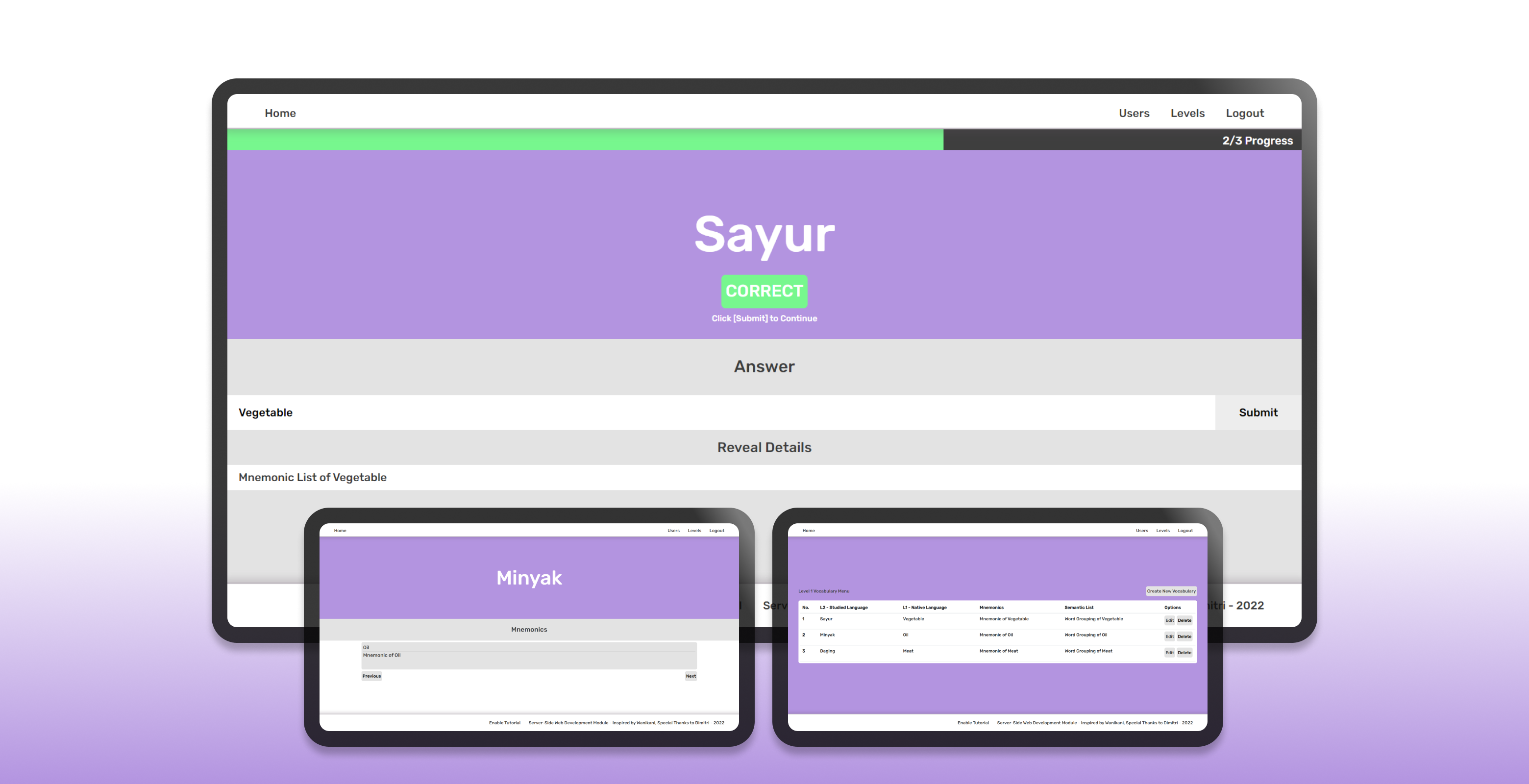 E-learning Vocabulary Website